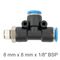 AIRCRAFT Pu Hose Fitting Tee 8mm X 8mm X 1/8'm